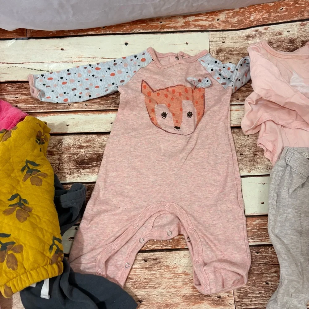 Baby Clothing Bundle - Pink, Yellow, Gray